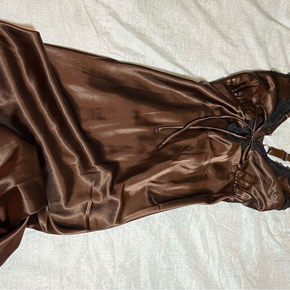 Wild Fable Brown Satin Maxi Dress